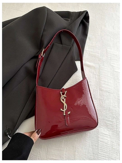 Женские лакированные сумки YSL красного и черного цвета