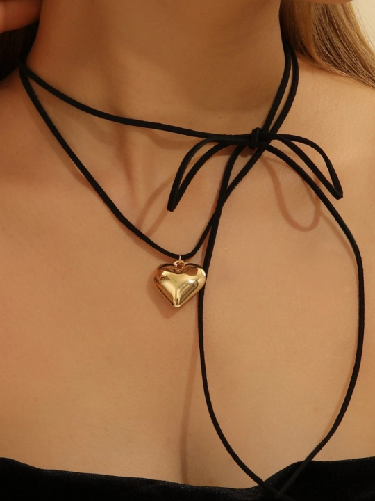 Elegant 4 tasi 1 da choker, ayollar nozik yurak zanjir taqinchoqlari, ayollar marjonlari