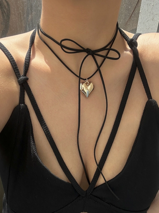 Elegant 4 tasi 1 da choker, ayollar nozik yurak zanjir taqinchoqlari, ayollar marjonlari