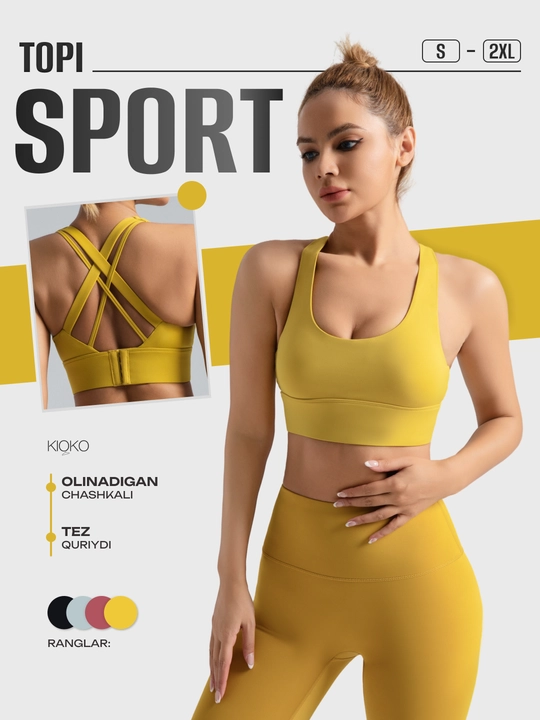 Ayollar sport topi Kioko, olinadigan chashkali sport to'pi, ayollar sport kiyimi - 
