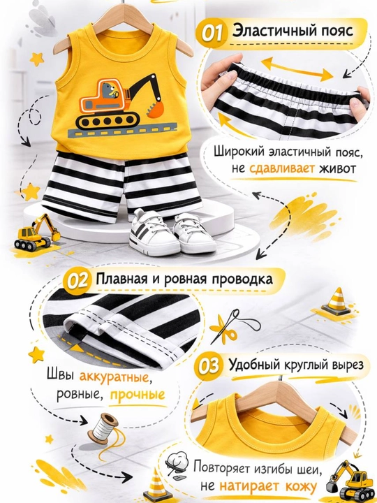 Детский летний костюм для детей, комплект для мальчика: футболка и шорты в полоску