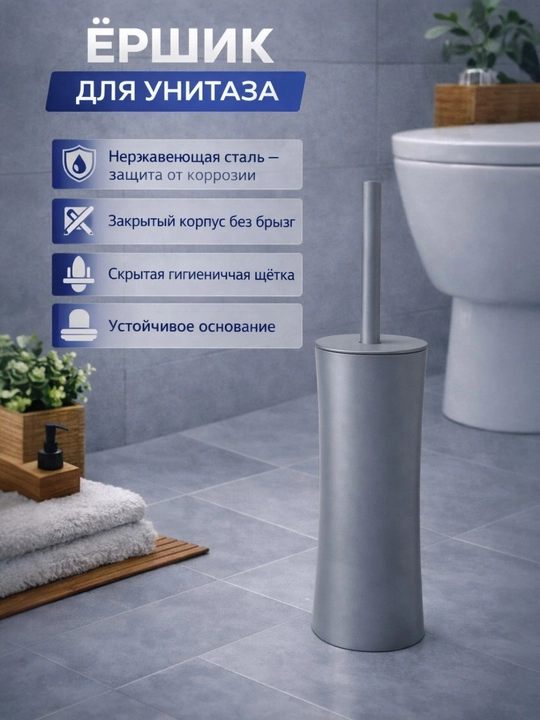 Hojatxona uchun polga qo‘yiladigan cho‘tka, zanglamaydigan po‘lat - 