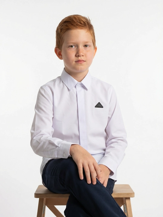 Рубашка для мальчика Slim Fit с длинным рукавом, школьная форма, 7-14 лет - 