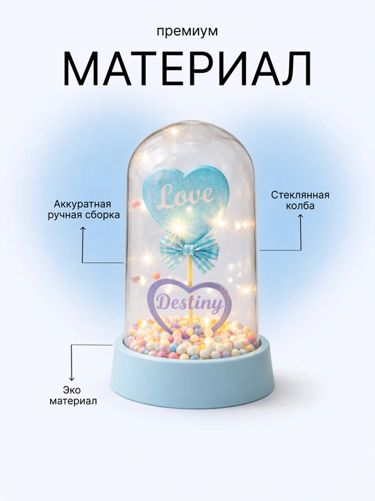 Ночник «LOVE» – романтический LED-светильник в стеклянной колбе, подарок и декор