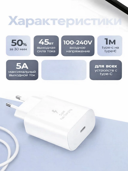 45W Зарядное Устройство Samsung (PD) + Кабель Type-C