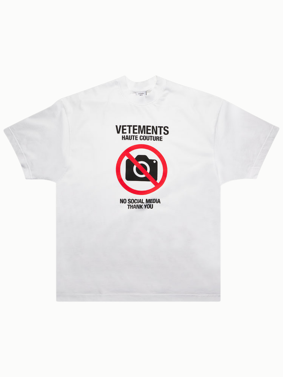 Y2K uslubidagi oversize futbolka “No Social Media” — streetwear, unisex, oq rang - 