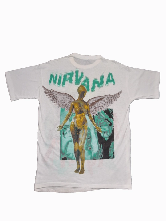Nirvana art-printli Y2K oversize futbolka — graphic tee, streetwear, uniseks, oq rang - 