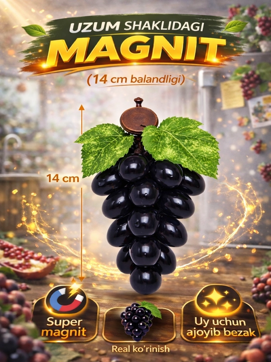 Meva shaklidagi magnitlar (10–12 sm) – real ko‘rinish, kuchli magnit - 