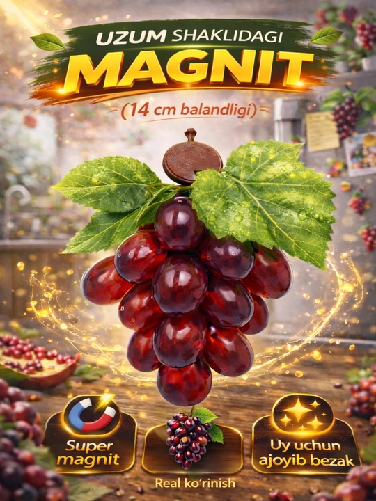 Meva shaklidagi magnitlar (10–12 sm) – real ko‘rinish, kuchli magnit - 