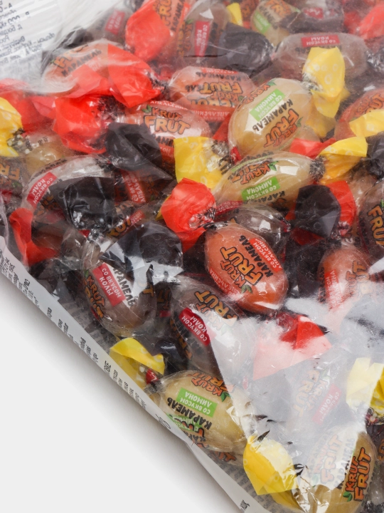 Krut Fruit karamel konfetlari, kola, apelsin, limon, 500 g