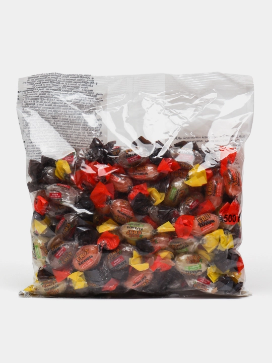 Krut Fruit karamel konfetlari, kola, apelsin, limon, 500 g
