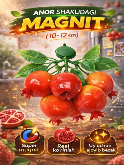 Meva shaklidagi magnitlar (10–12 sm) – real ko‘rinish, kuchli magnit - 