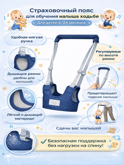 Детский пояс для поддержки при ходьбе, безопасные первые шаги, ходунок, 6+ месяцев