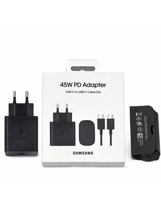 Samsung 45W PD tezkor zaryadlovchi adapter + USB-C to USB-C kabel - 