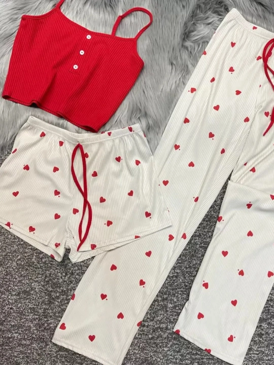Ayollar pijamalari, 3x1, tungi pijama, uy kiyimi, 3 qismli - 