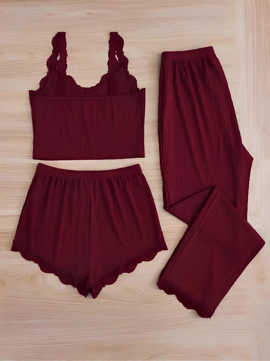 Ayollar pijamalari, 3x1, tungi pijama, uy kiyimi, 3 qismli
