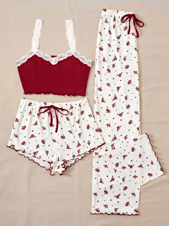 Ayollar pijamalari, 3x1, tungi pijama, uy kiyimi, 3 qismli