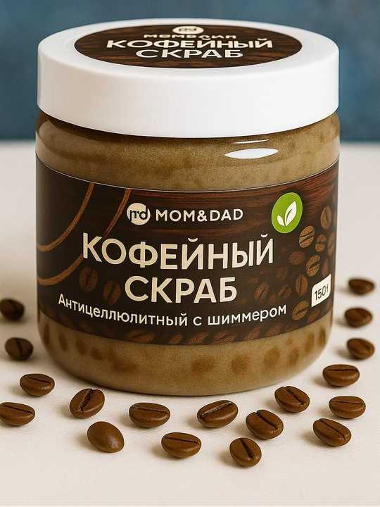 Скраб для тела, кофейный, с шиммером, сухой, M&D Сияние, 150 г