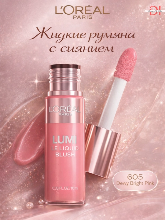 Сияющие румяна для лица L’Oréal Lumi - влажное сияние, стойкий эффект, быстро впитываются - 
