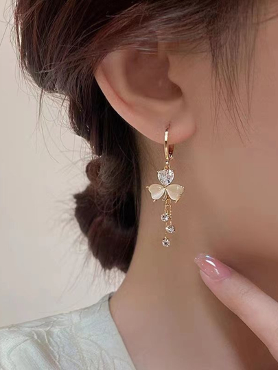 Серьги женские, вечерние серьги, серьги со стразами, сверкающие серьги, бижутерия премиум — TAROVAT-ZIRAK2-БЕЖЕВ