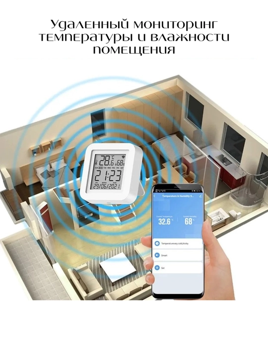 Умный WiFi Датчик температуры и влажности, Tuya / Smart Life
