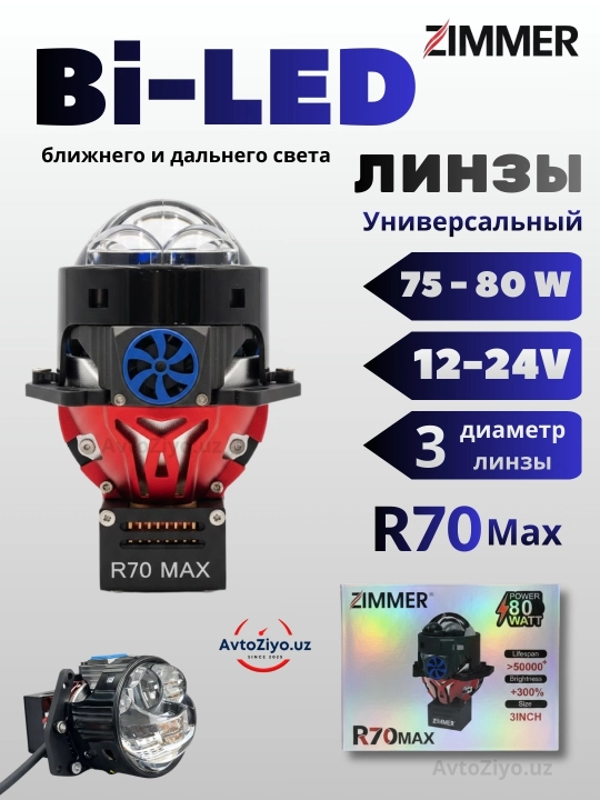 Universal Bi-LED, ZIMMER R80max, R70max, R50max va R50, 80WATT 3 dyuym