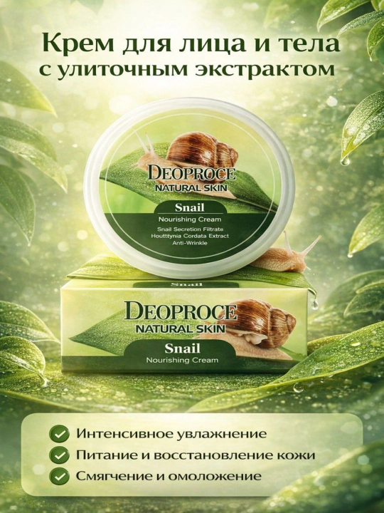 DEOPROCE Крем для лица и тела с муцином улитки