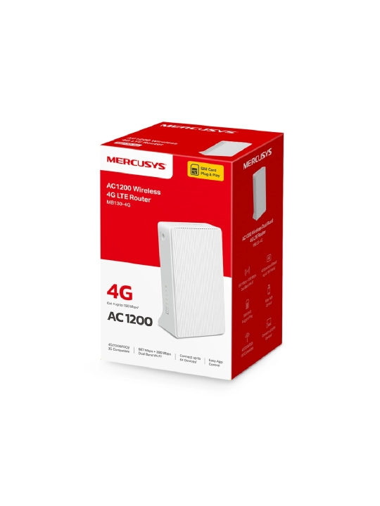 4G LTE Mercusys MB130-4G, Wi-Fi AC1200 bilan ishlaydigan ikki diapazonli router
