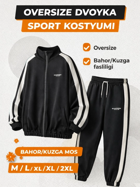 Koreys uslubidagi erkaklar dvoykasi, oversize, kundalik ikki qismli, bahor-kuz