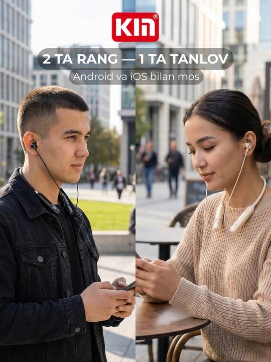 Simsiz quloqchin KIN KL112 neckband bluetooth 48 soat batareya sport naushnik