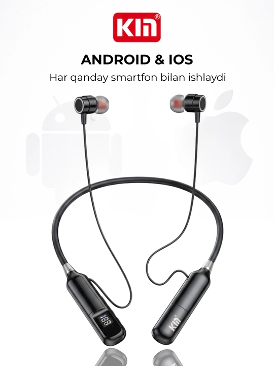 Simsiz quloqchin KIN KL112 neckband bluetooth 48 soat batareya sport naushnik
