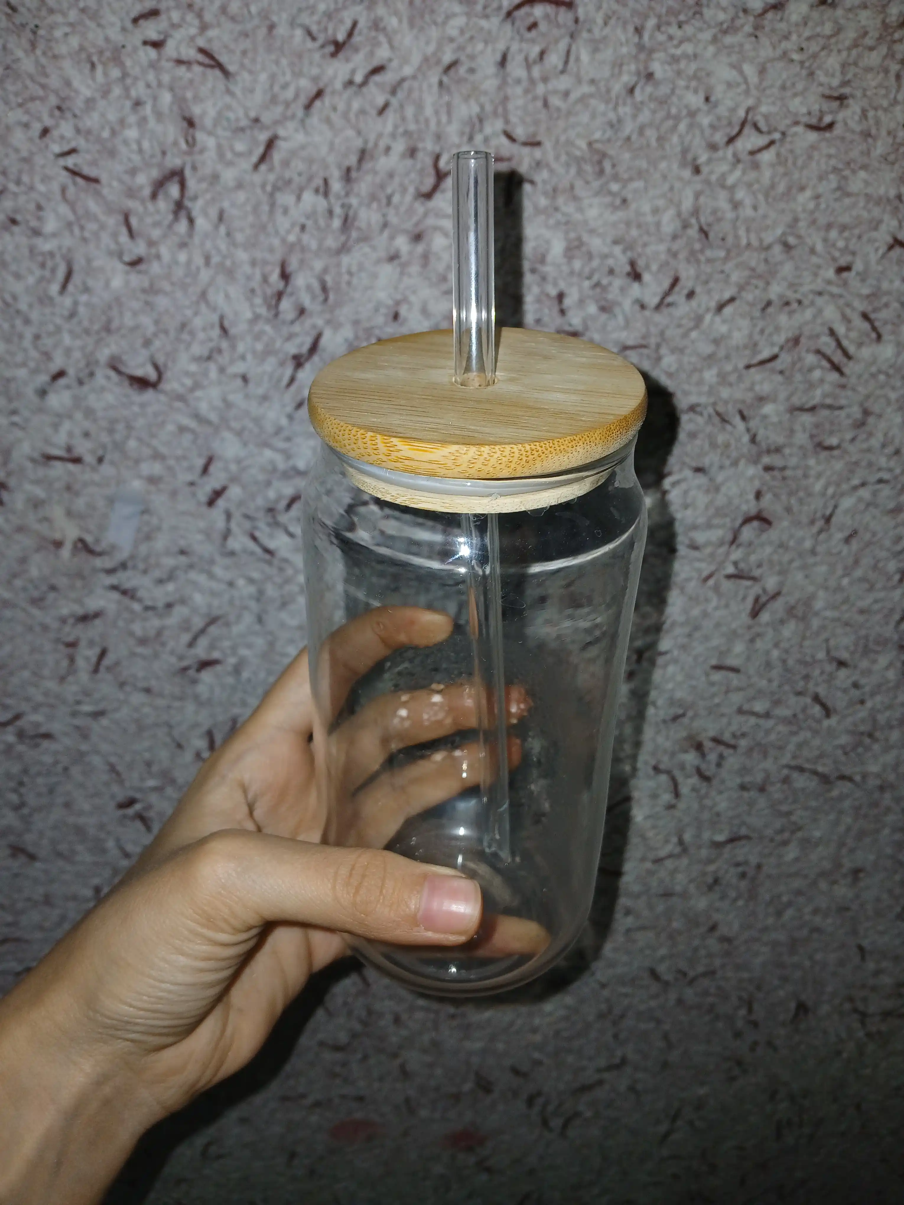 Muhrlangan qopqoq va somonli shisha stakan, 500 ml