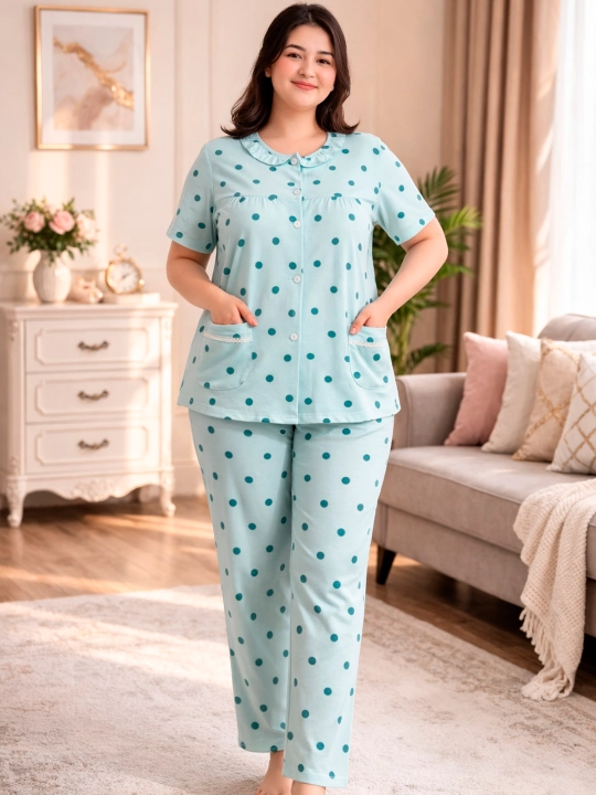 Katta o‘lchamli, uyda ham, uxlash uchun ham qulay pijama, standart (54, 56, 58, 60)