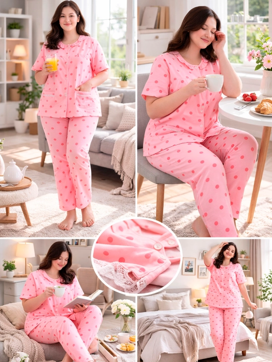 Katta o‘lchamli, uyda ham, uxlash uchun ham qulay pijama, standart (54, 56, 58, 60)