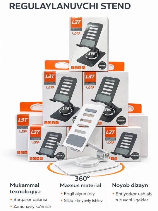 Telefon va Planshetlar uchun podstafka. Telefon uchun 360° aylanuvchi stend L3T L-359