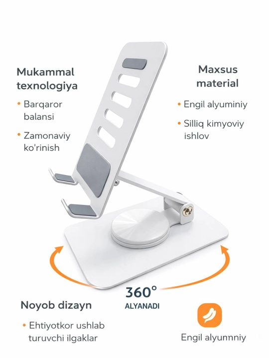 Telefon va Planshetlar uchun podstafka. Telefon uchun 360° aylanuvchi stend L3T L-359