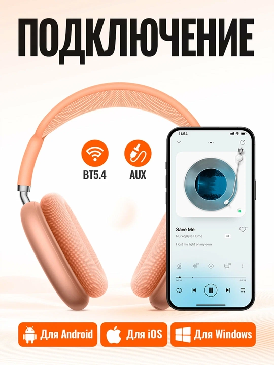 Наушники Hoco W65 Plus ANC беспроводные, Bluetooth 5.4, до 45 ч, ANC до 32 ч, 400 мАч, 2 ч