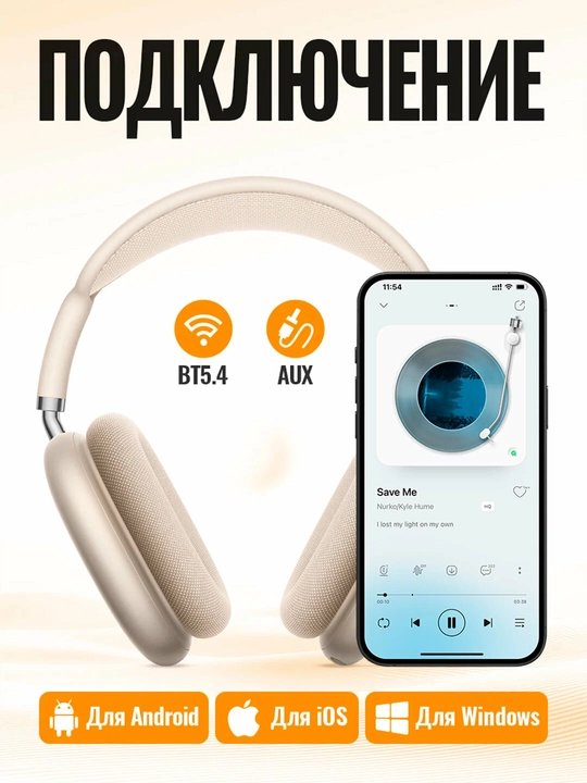 Наушники Hoco W65 Plus ANC беспроводные, Bluetooth 5.4, до 45 ч, ANC до 32 ч, 400 мАч, 2 ч