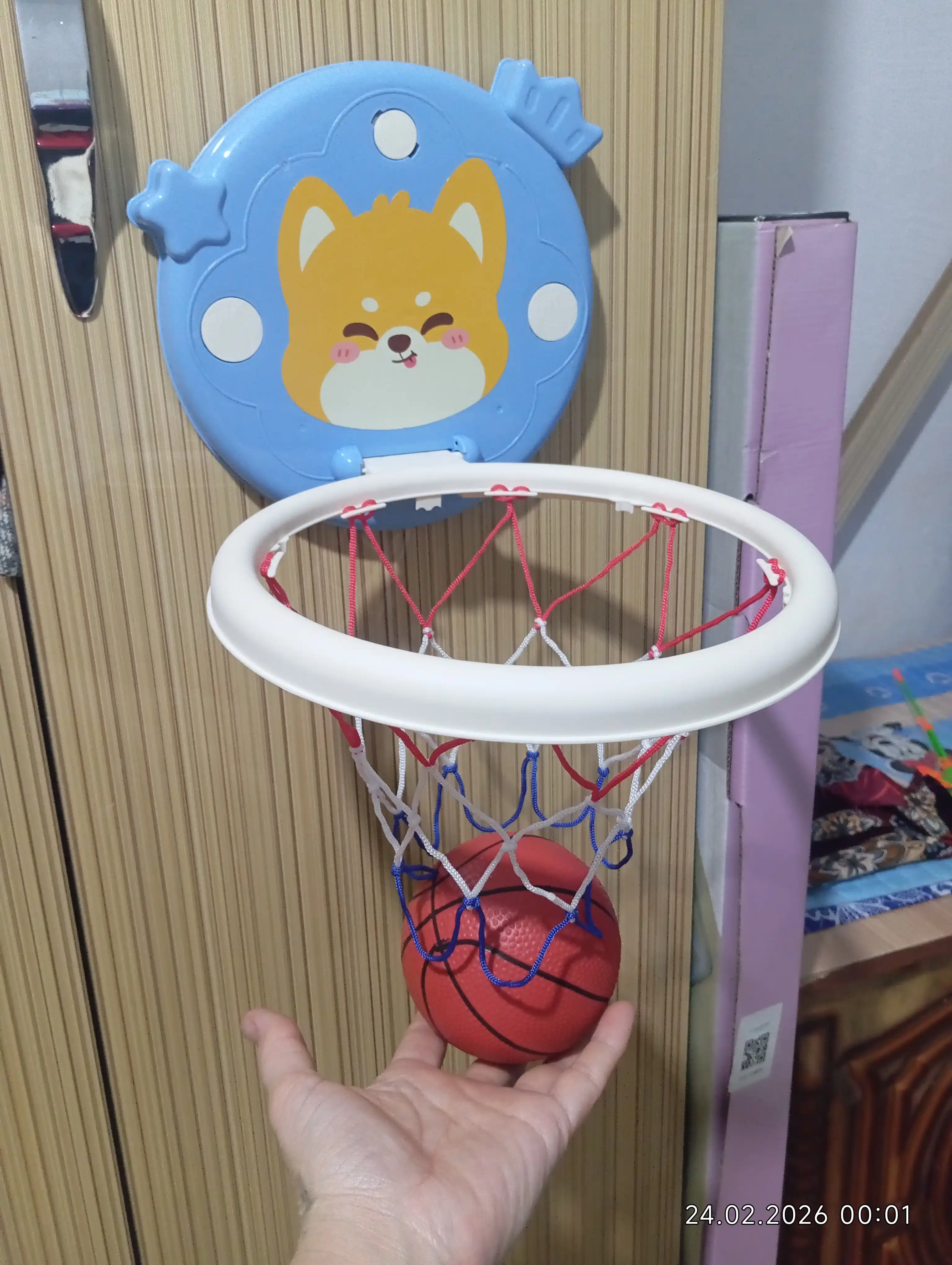 Hisoblagichli devor basketbol taxtasi, uy va bolalar uchun o‘yinchoq +3 ta koptok