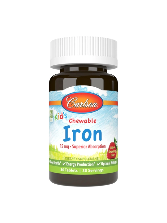Carlson Kid's Железо для детей, жевательное со вкусом клубники, США (30 / 60 таблеток)