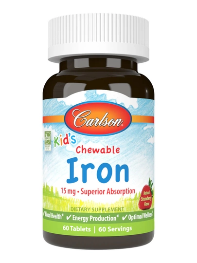 Carlson Kid's Железо для детей, жевательное со вкусом клубники, США (30 / 60 таблеток) - 