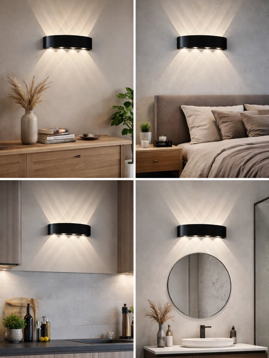 Dizayn, qo‘shaloq, devorga o‘rnatiladigan LED Bra, 10 Vt, 3000K, alyuminiy, uy va ofis uchun - 