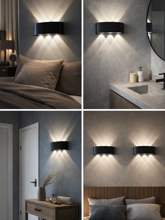 Dizayn, qo‘shaloq, devorga o‘rnatiladigan LED Bra, 10 Vt, 3000K, alyuminiy, uy va ofis uchun - 