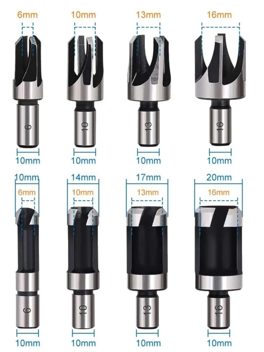 Parma probkalar to‘plami 8 dona. (6, 10, 13, 16 mm) tiqinlar va tiqinlar tayyorlash uchun