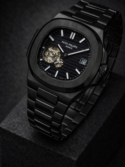 Мужские механические часы Patek Philippe, автоподзавод, в подарочной упаковке — WATCH11-280W004-ХРОМ