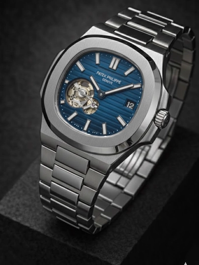 Мужские механические часы Patek Philippe, автоподзавод, в подарочной упаковке — WATCH11-280W004-ТЕМНСИН