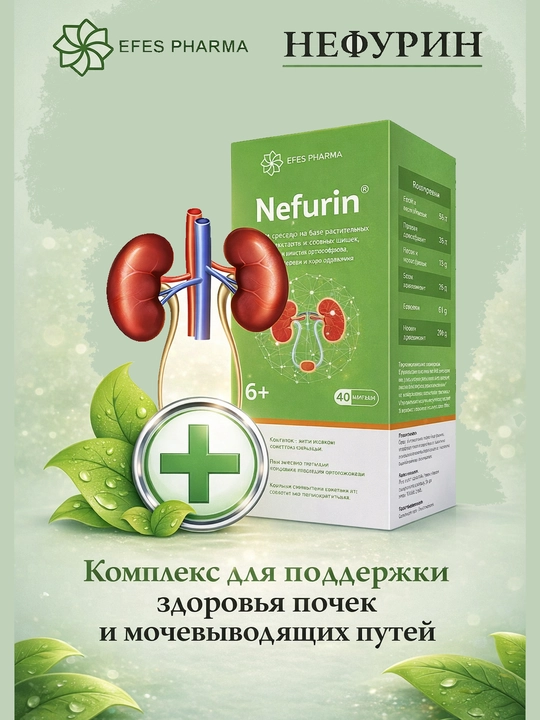 NEFURIN – buyrak va peshob yo'llarini qo'llab quvvatlovchi biologik faol qo'shimcha - 