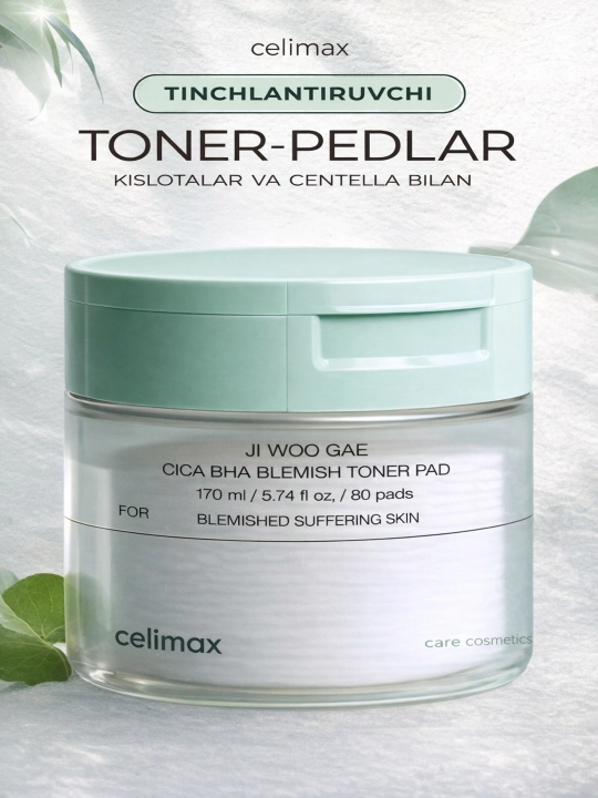 Celimax BHA toner-pedlari, muammoli teri uchun, 170 ml, 80 dona - 