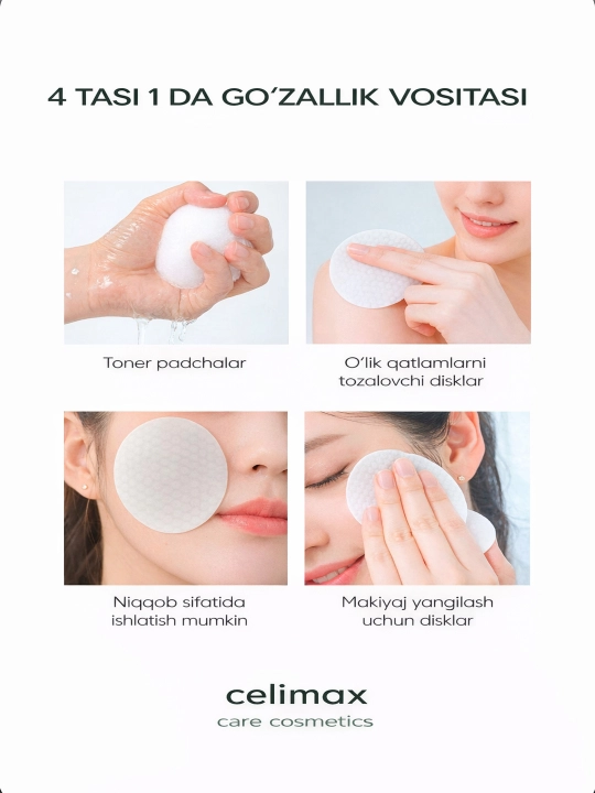 Celimax BHA toner-pedlari, muammoli teri uchun, 170 ml, 80 dona