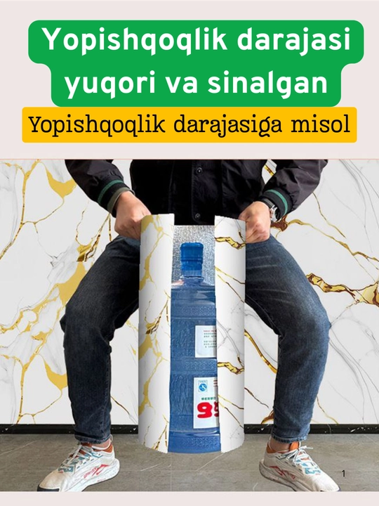 O'zi yopishadigan, suv o'tkazmaydigan devor panellari marmar ko'rinishidagi turlari